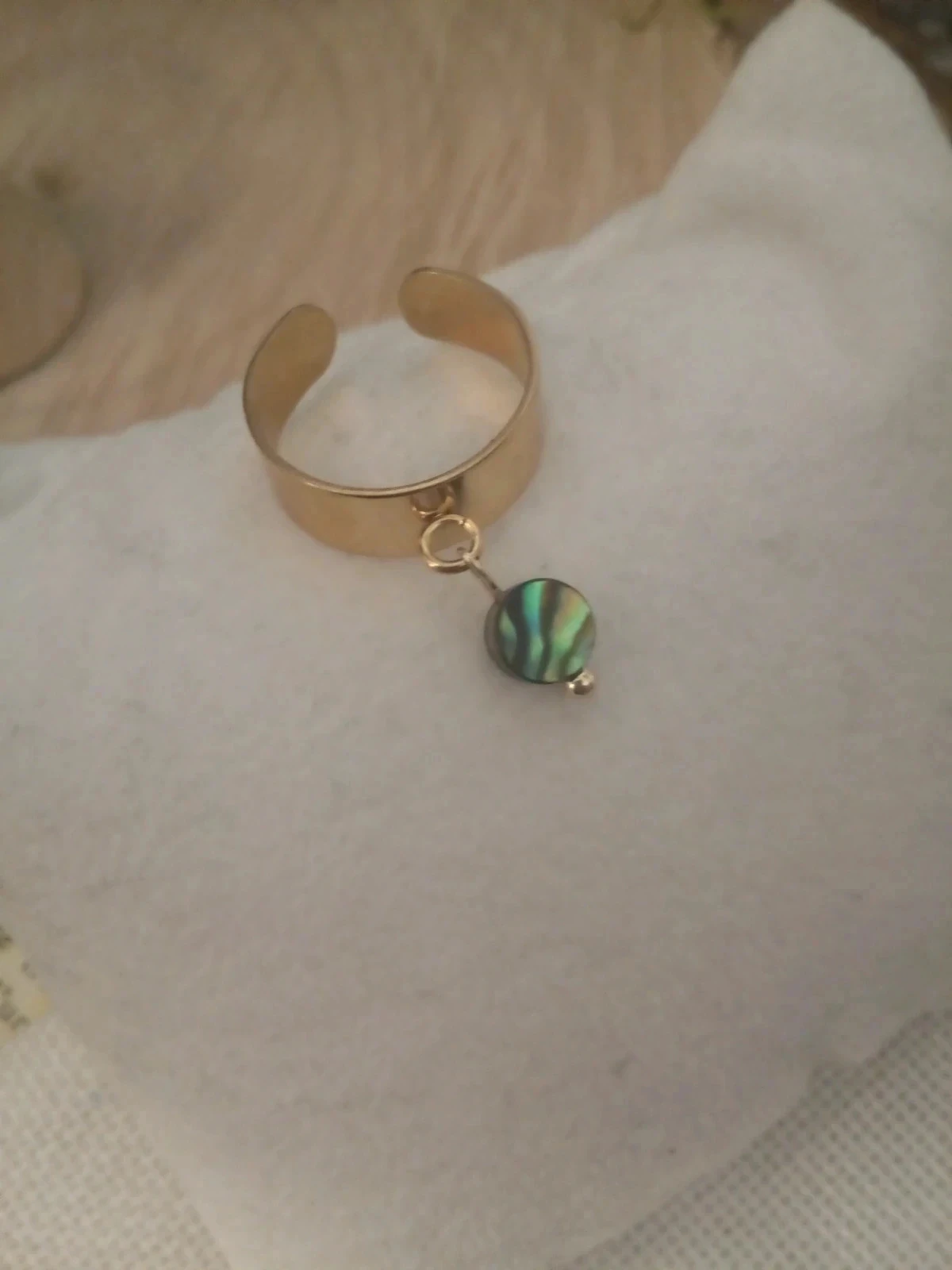 Bague bohème acier inoxydable et ormeau naturel